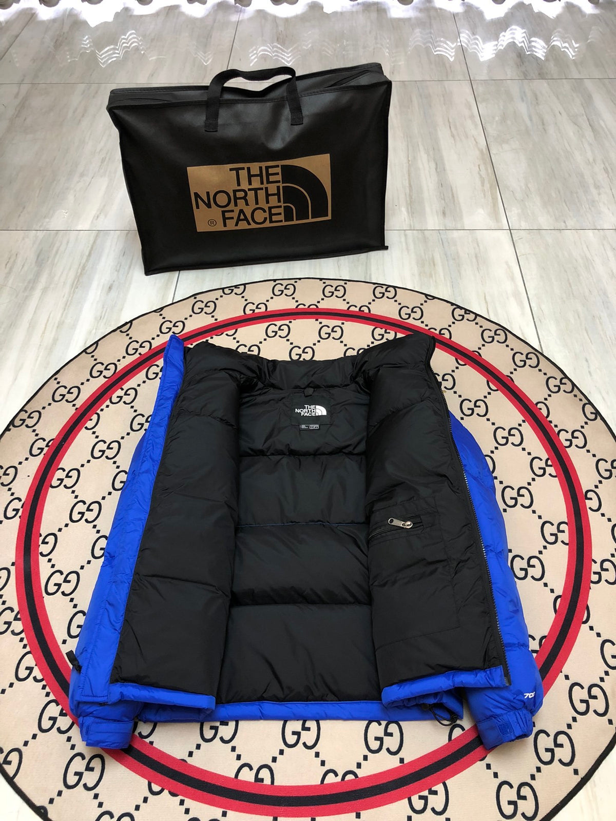 The North Face Blue Black 1996 Retro Nuptse Down Jacket 700 Fill