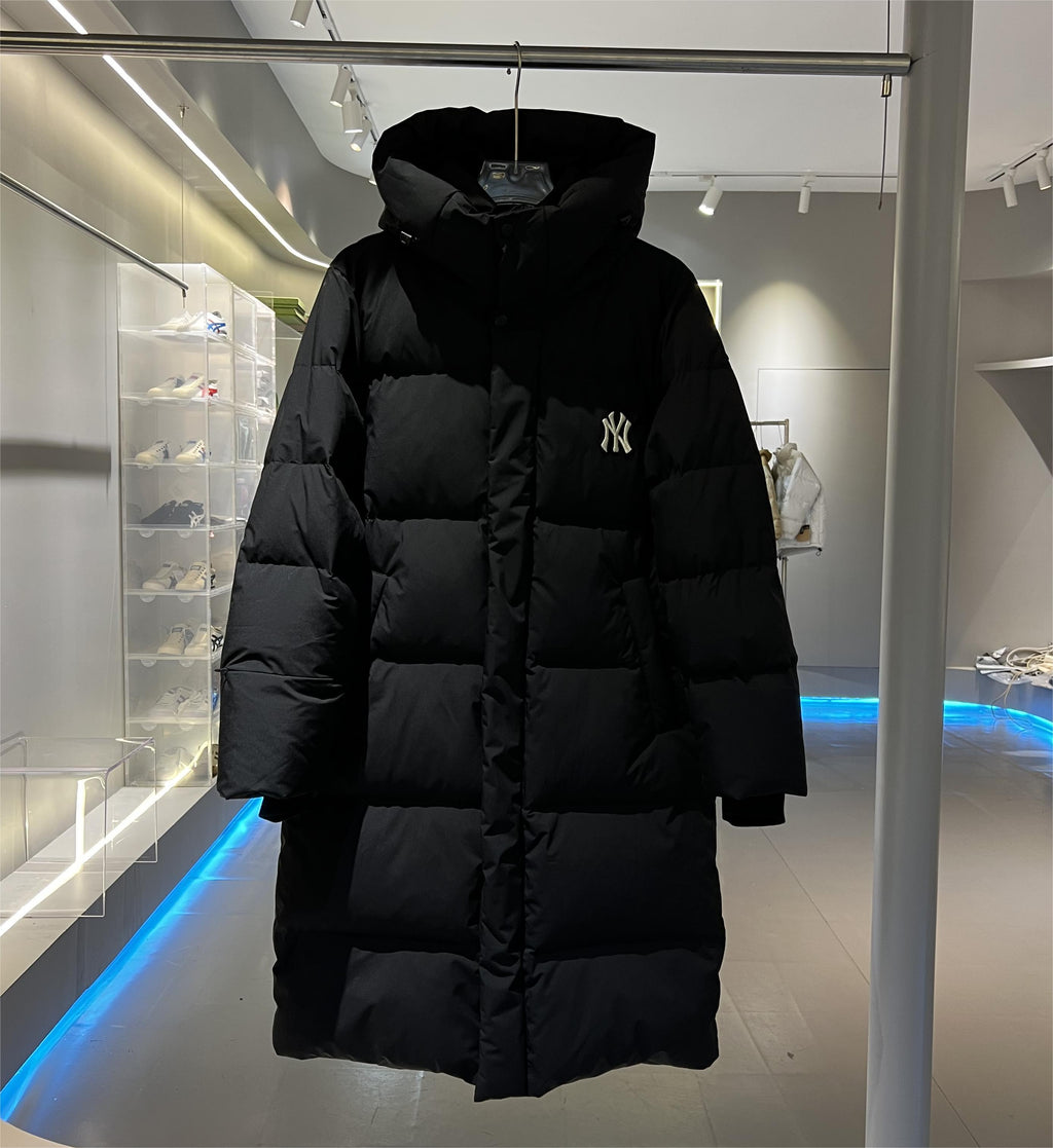 MLB New York Yankees Black Premium Down Long Parka Hooded
