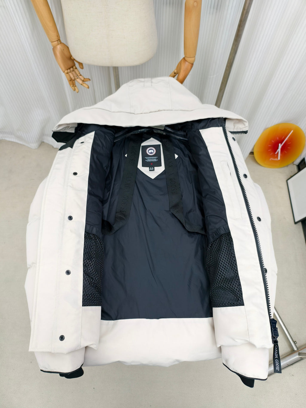 Canada Goose White Hooded Down Puffer Jacket