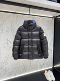 Moncler Black Glossy Down Puffer Jacket Blue Contrast Lining