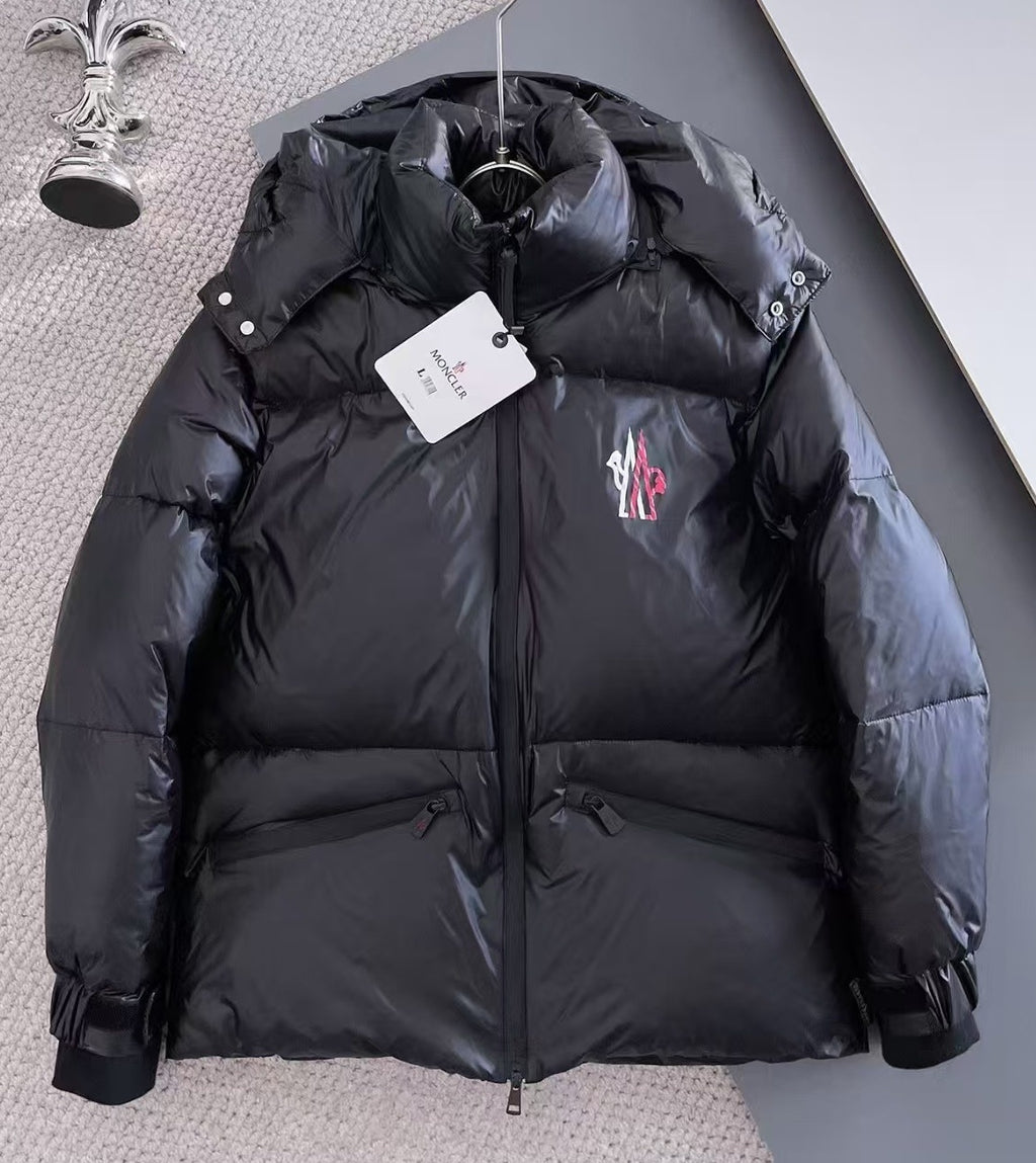 Moncler Matt Black Edition Glossy Hooded Down Jacket Back Logo