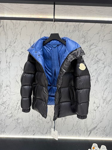 Moncler Black Glossy Down Puffer Jacket Blue Contrast Lining