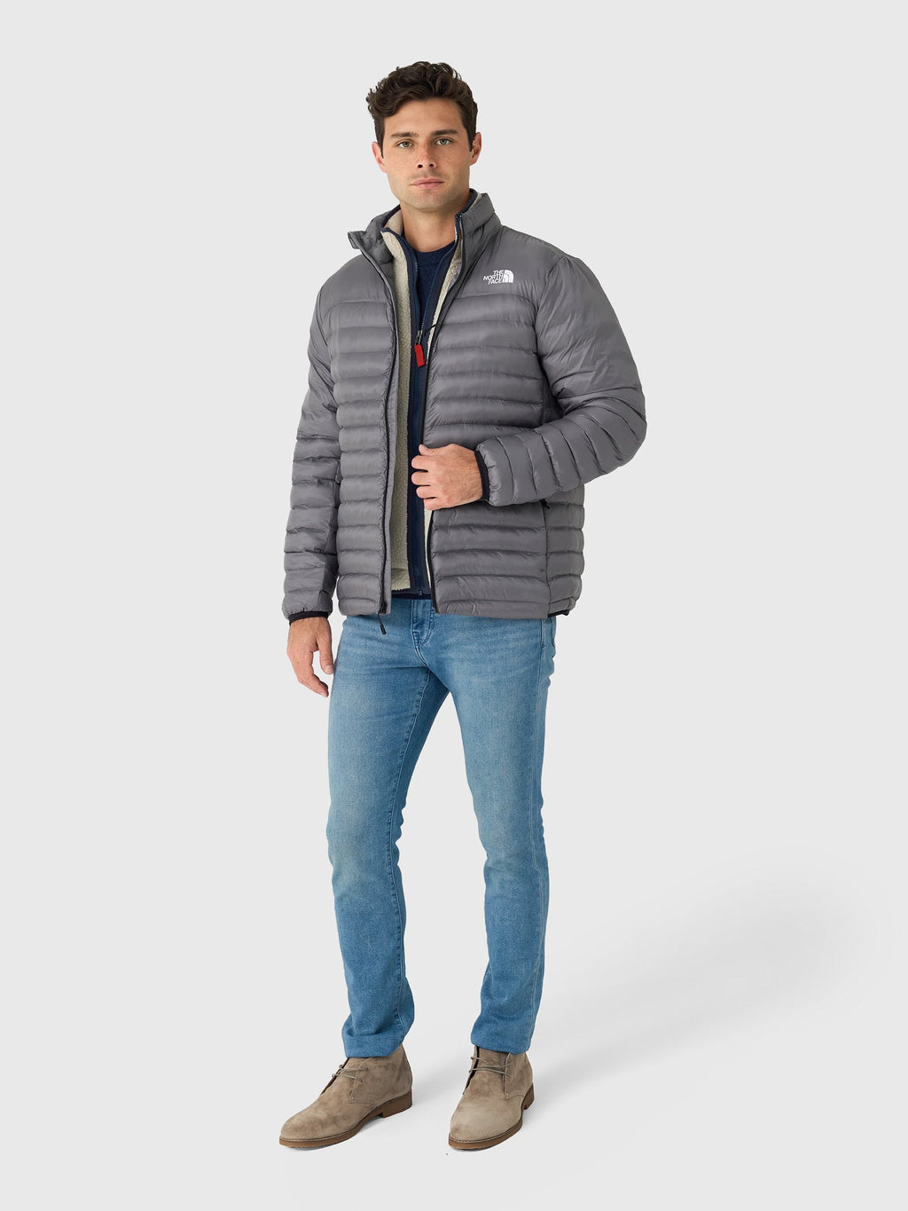 The North Face Grey Stretch Down Jacket Slim Fit Lightweight