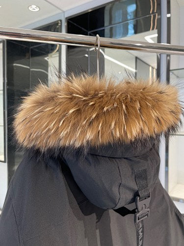 MLB NY Yankees Black Fur Hood Down Parka