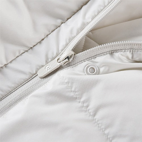 Lululemon Cream Hooded Down Puffer Jacket with Tonal Logo