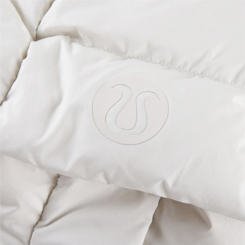 Lululemon Cream Hooded Down Puffer Jacket with Tonal Logo