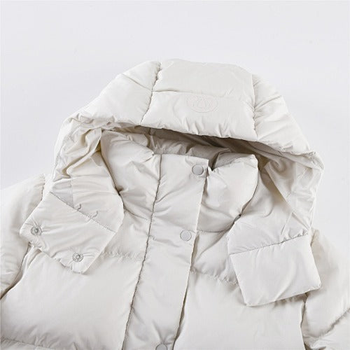 Lululemon Cream Hooded Down Puffer Jacket with Tonal Logo
