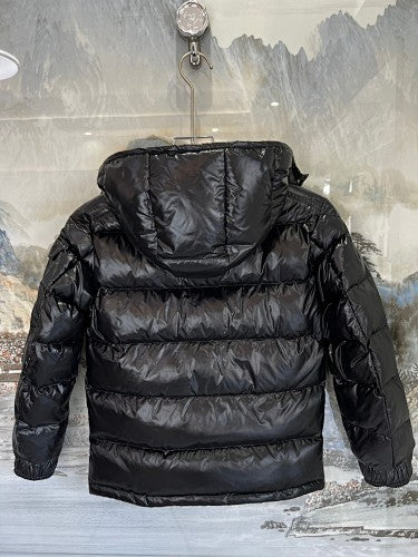 Moncler Black Glossy Hooded Down Puffer Jacket