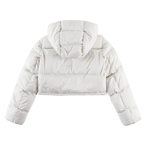Lululemon Cream Hooded Down Puffer Jacket with Tonal Logo