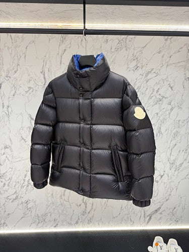 Moncler Black Glossy Down Puffer Jacket Blue Contrast Lining