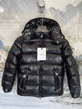 Moncler Black Glossy Hooded Down Puffer Jacket