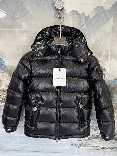 Moncler Black Glossy Hooded Down Puffer Jacket