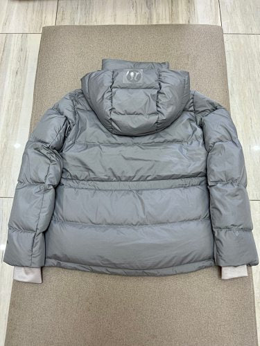 Lululemon Silver Grey Glossy Hooded White Goose Down Puffer Jacket