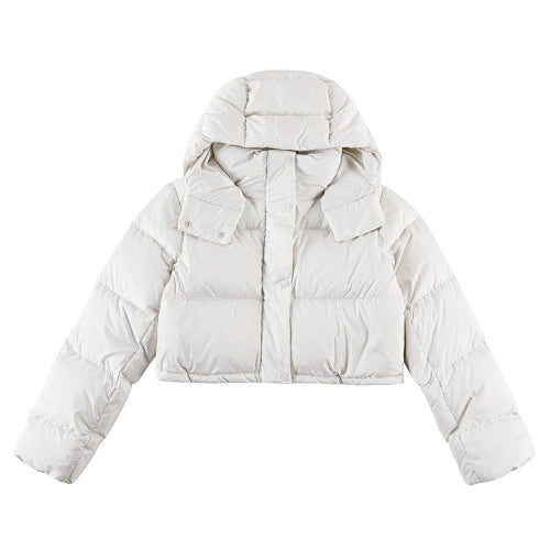 Lululemon Cream Hooded Down Puffer Jacket with Tonal Logo