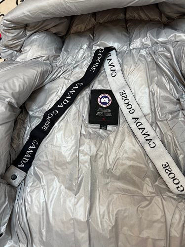 Canada Goose Silver Glossy Hooded Down Jacket