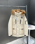 MLB NY Yankees Cream Fur Hood Down Parka