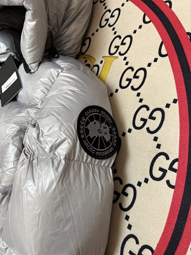 Canada Goose Silver Glossy Hooded Down Jacket