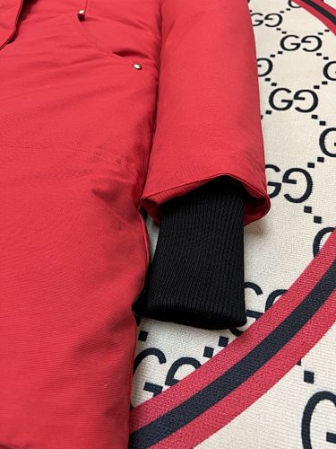 Moose Knuckles Red Fur Trim Down Parka
