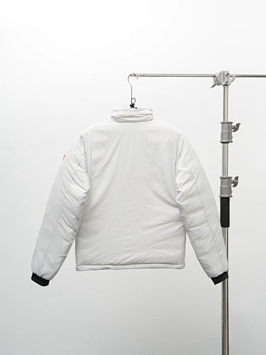 Canada Goose White Stand-Collar Down Jacket with Quilted Lining