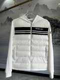 Moncler White Down Hybrid Jacket Bold Logo Stripe