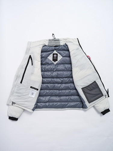Canada Goose White Stand-Collar Down Jacket with Quilted Lining