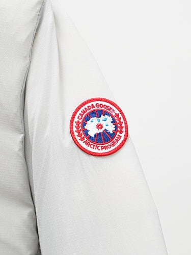 Canada Goose White Stand-Collar Down Jacket with Quilted Lining