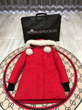 Moose Knuckles Red Fur Trim Down Parka