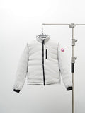 Canada Goose White Stand-Collar Down Jacket with Quilted Lining