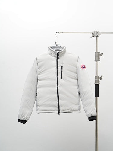 Canada Goose White Stand-Collar Down Jacket with Quilted Lining