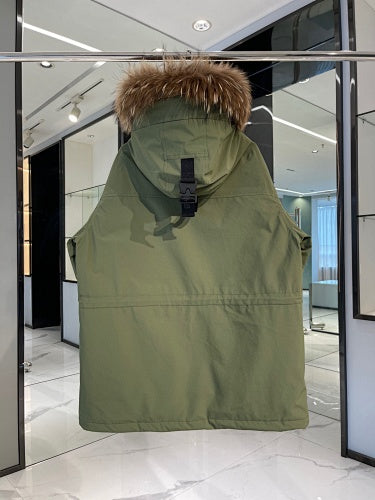 MLB NY Yankees Olive Green Fur Hood Down Parka