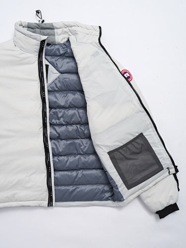 Canada Goose White Stand-Collar Down Jacket with Quilted Lining
