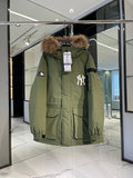 MLB NY Yankees Olive Green Fur Hood Down Parka