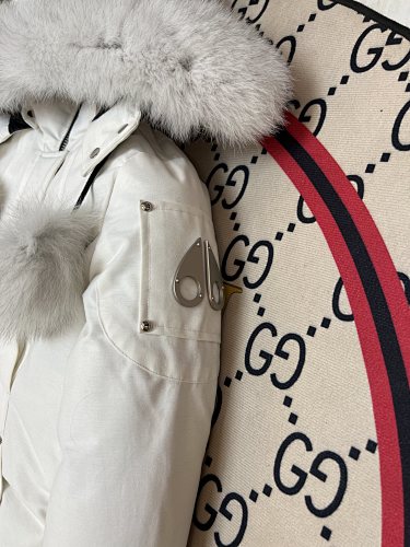 Moose Knuckles White Fur Trim Down Parka