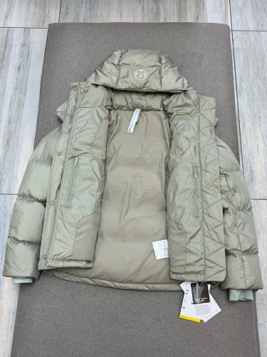 Lululemon Sage Green Glossy Hooded Down Puffer Jacket