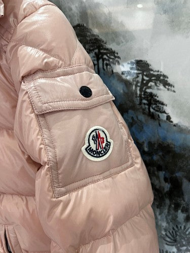Moncler Rose Gold Glossy Hooded Down Jacket