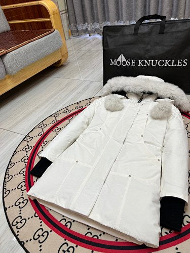 Moose Knuckles White Fur Trim Down Parka