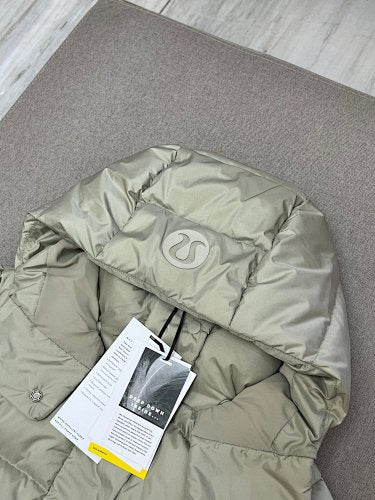 Lululemon Sage Green Glossy Hooded Down Puffer Jacket