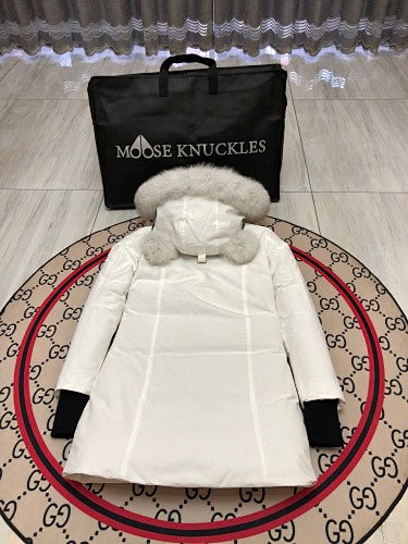 Moose Knuckles White Fur Trim Down Parka