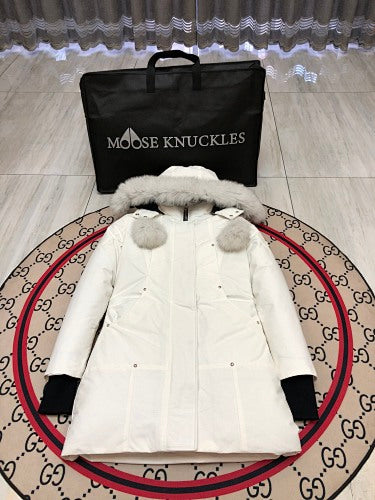 Moose Knuckles White Fur Trim Down Parka