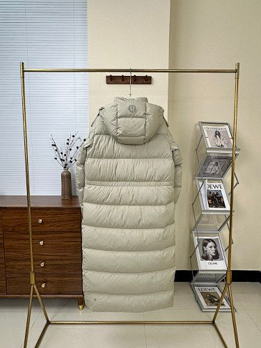 Lululemon Light Grey Glossy Hooded Down Puffer Vest