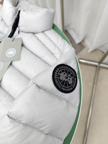 Canada Goose White Tonal Hooded Down Puffer Jacket