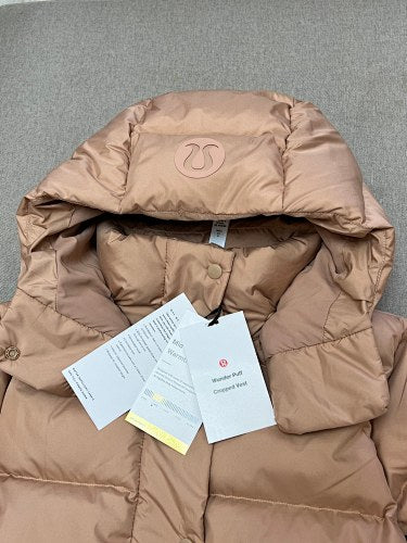Lululemon Blush Pink Hooded White Goose Down Puffer Jacket