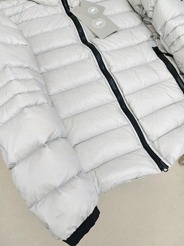 Canada Goose White Tonal Hooded Down Puffer Jacket
