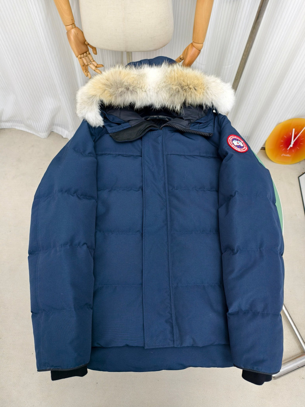 Canada Goose Navy Blue Fur-Trim Hooded Down Puffer Jacket