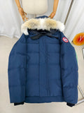 Canada Goose Navy Blue Fur-Trim Hooded Down Puffer Jacket