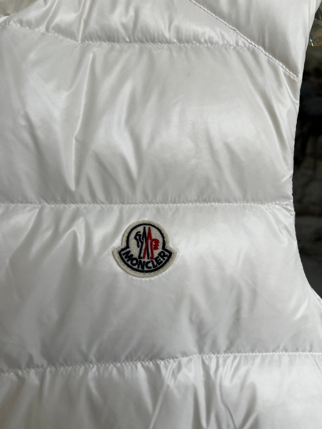 Moncler White Glossy Down Vest