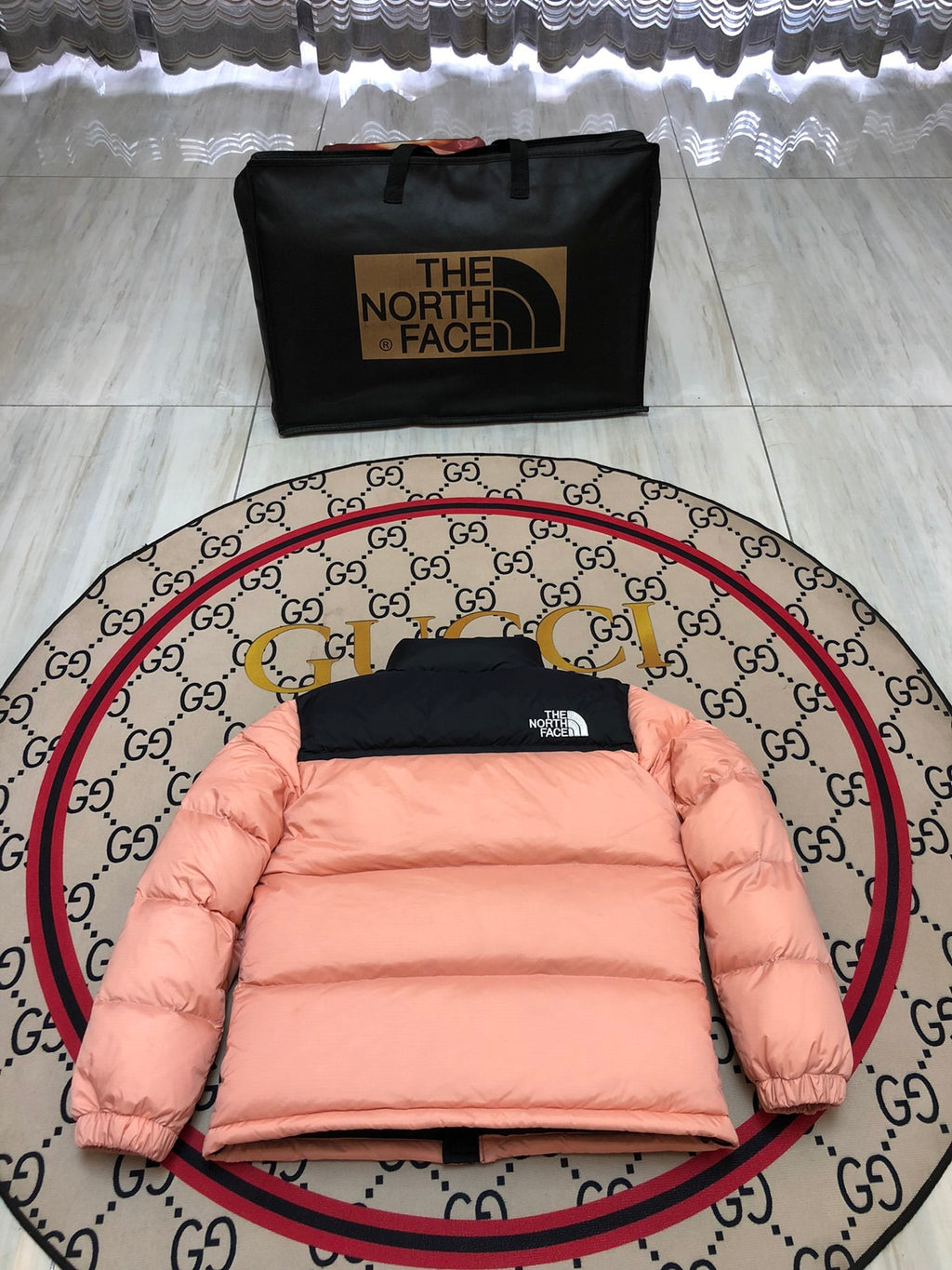 The North Face Peach Pink Black 1996 Retro Nuptse Down Jacket 700 Fill