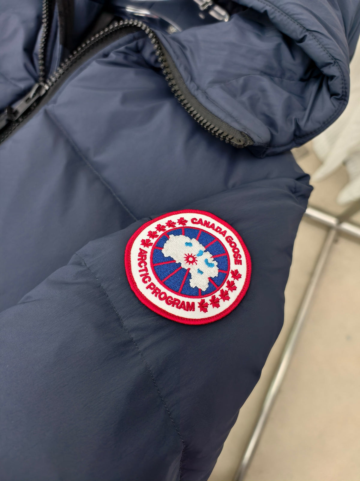 Canada Goose Navy Blue Matte Hooded Down Puffer Jacket