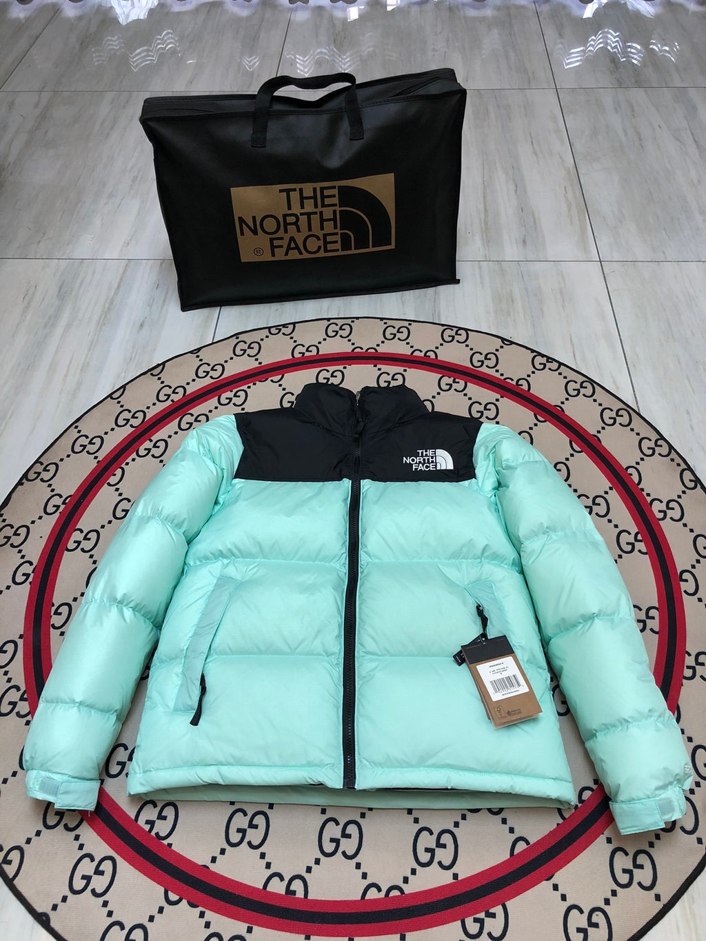 The North Face Mint Green Black 1996 Retro Nuptse Down Jacket 700 Fill