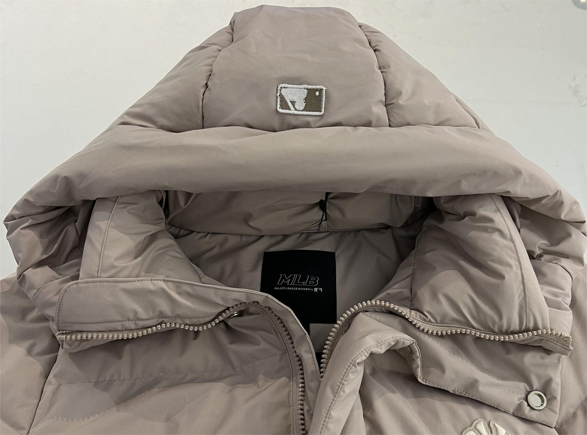 MLB New York Yankees Beige Premium Down Long Parka Hooded